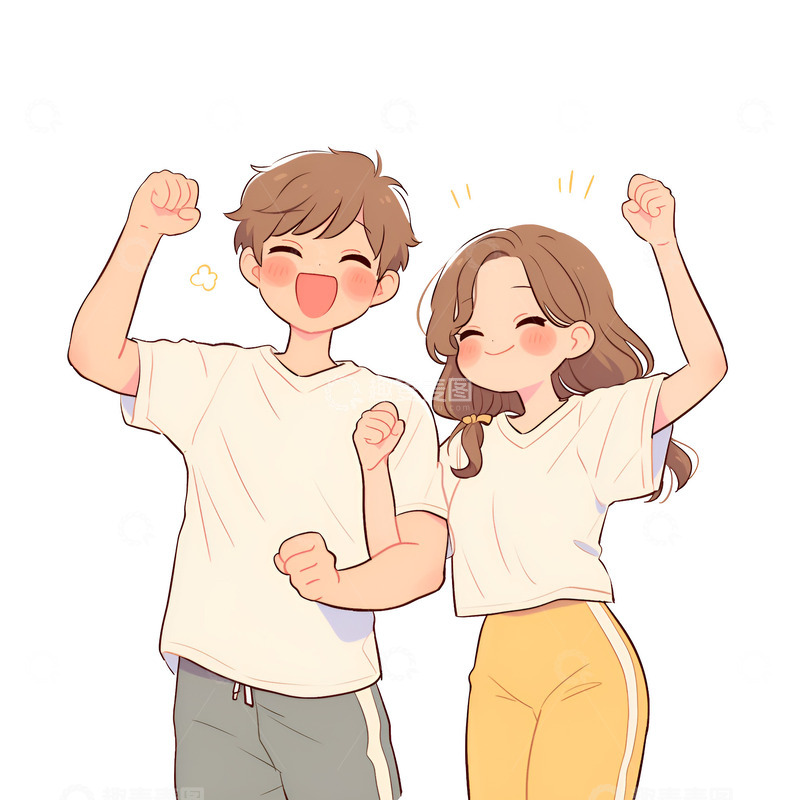 高清大图下载【趣麦麦图】一对欢呼的情侣