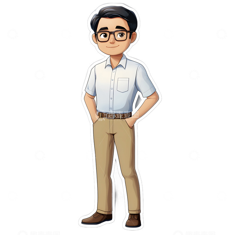 高清大图下载【趣麦麦图】开学季卡通男教师