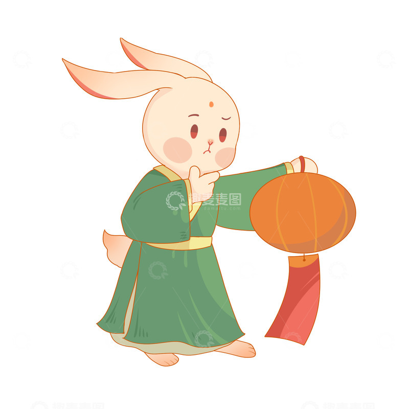 源文件下载【趣麦麦图】中秋节兔子打灯笼免抠元素
