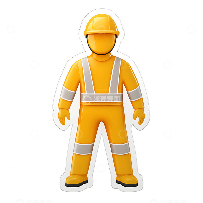 高清大图下载【趣麦麦图】卡通工人贴纸形象