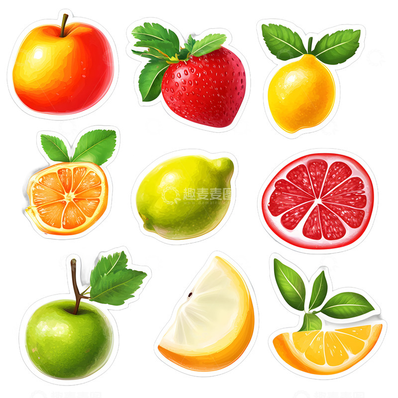 高清大图下载【趣麦麦图】卡通水果图标贴纸