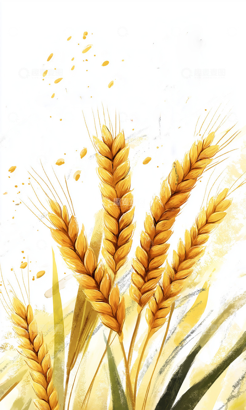高清大图下载【趣麦麦图】丰收麦穗元素插画背景