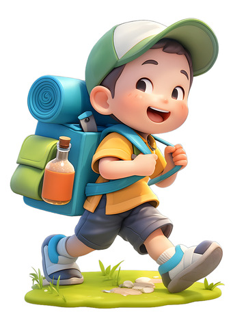 卡通露营小孩子