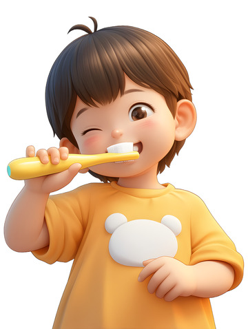 男孩在刷牙卫生