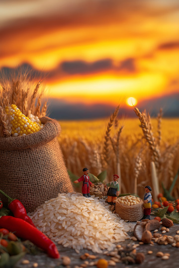 玉米粮食微缩景观背景图