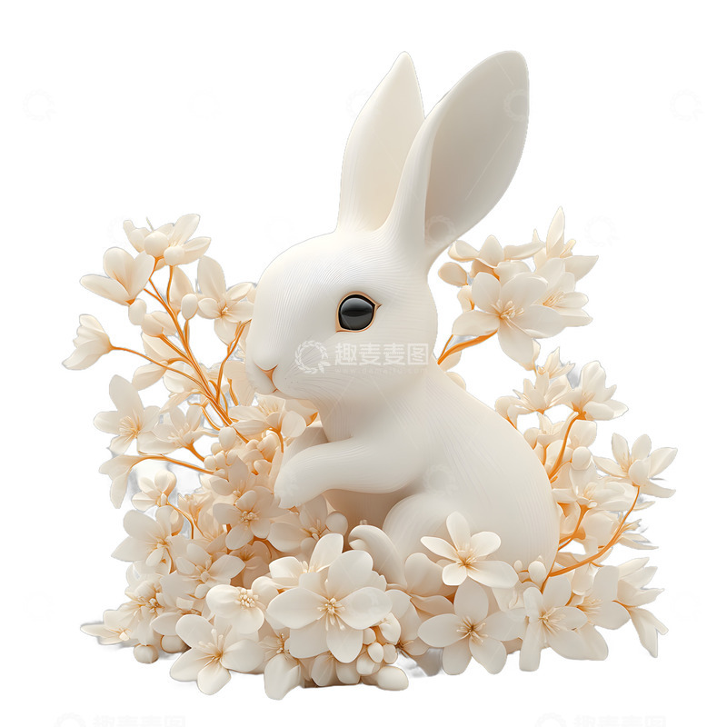 高清大图下载【趣麦麦图】兔子桂花花朵中秋节