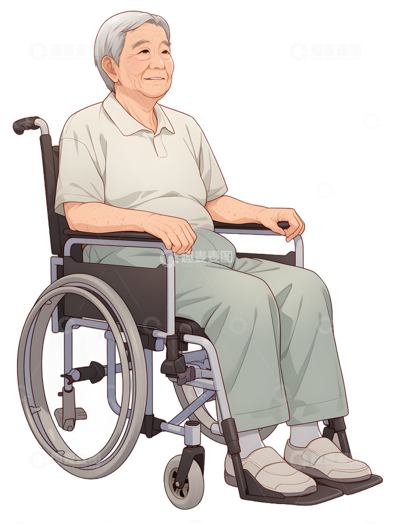 高清大图下载【趣麦麦图】-坐在轮椅上的老人