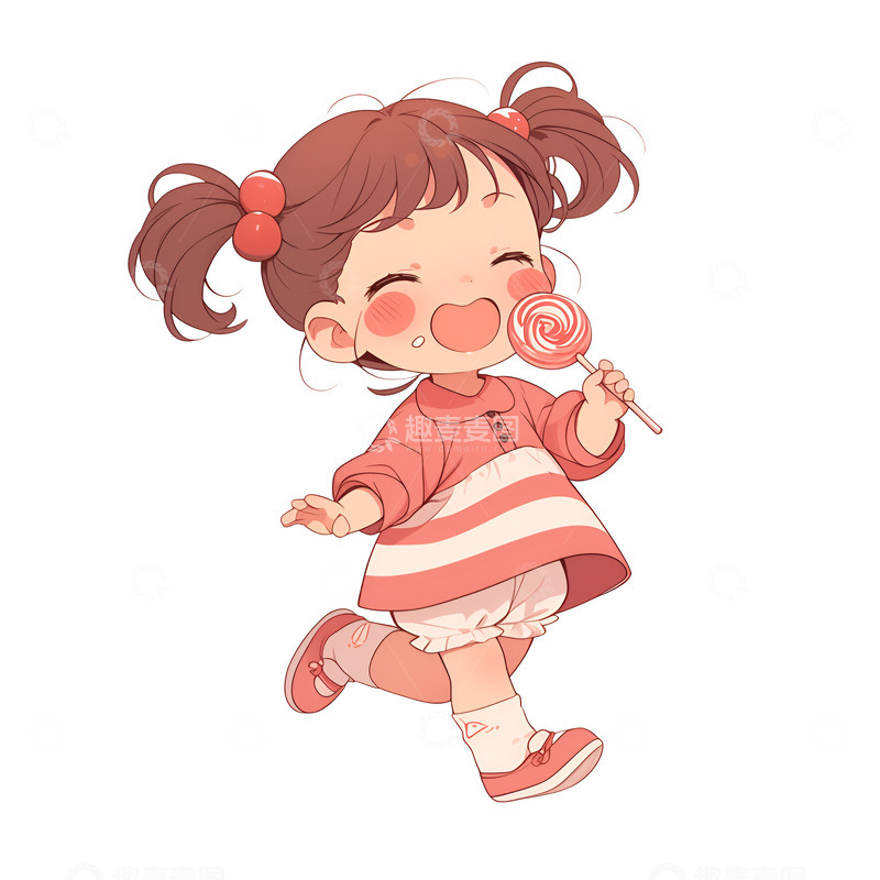 高清大图下载【趣麦麦图】拿着棒棒糖开心走路的孩子