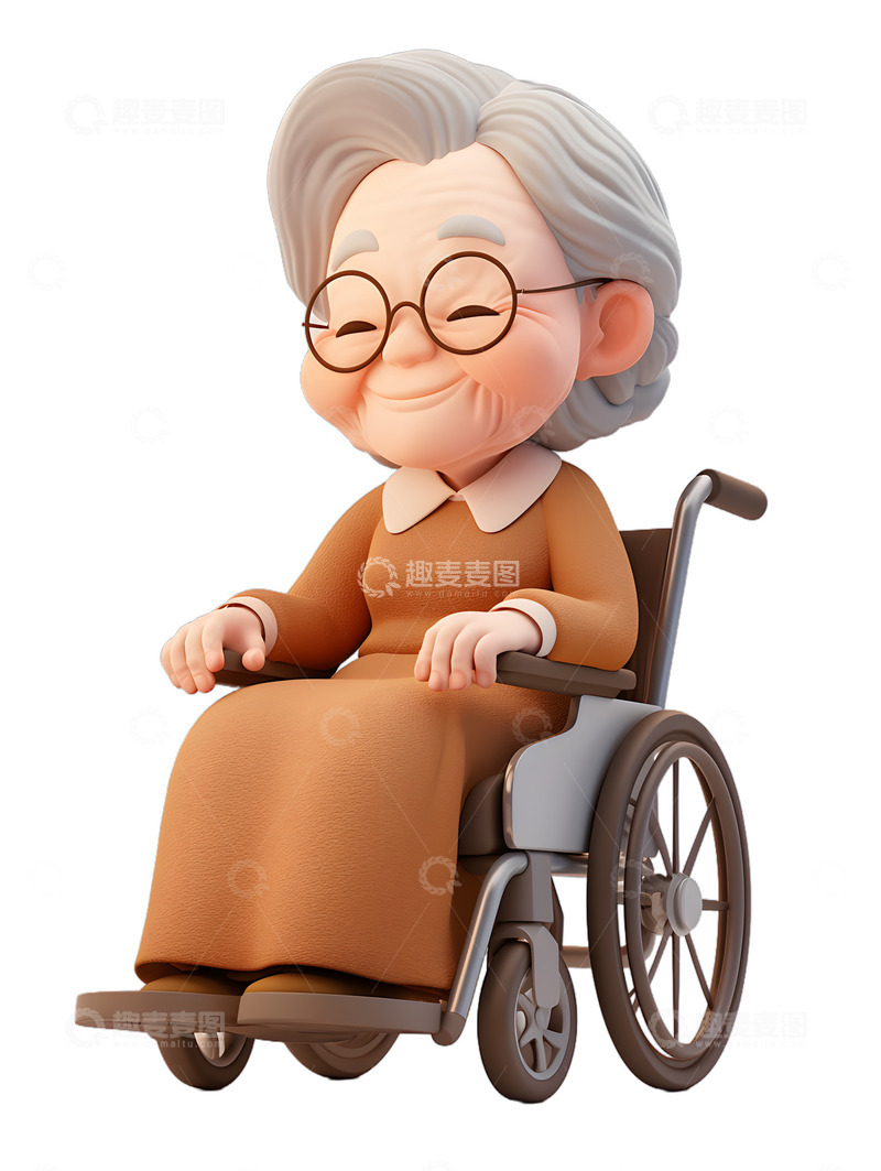 高清大图下载【趣麦麦图】轮椅老妇人老婆婆