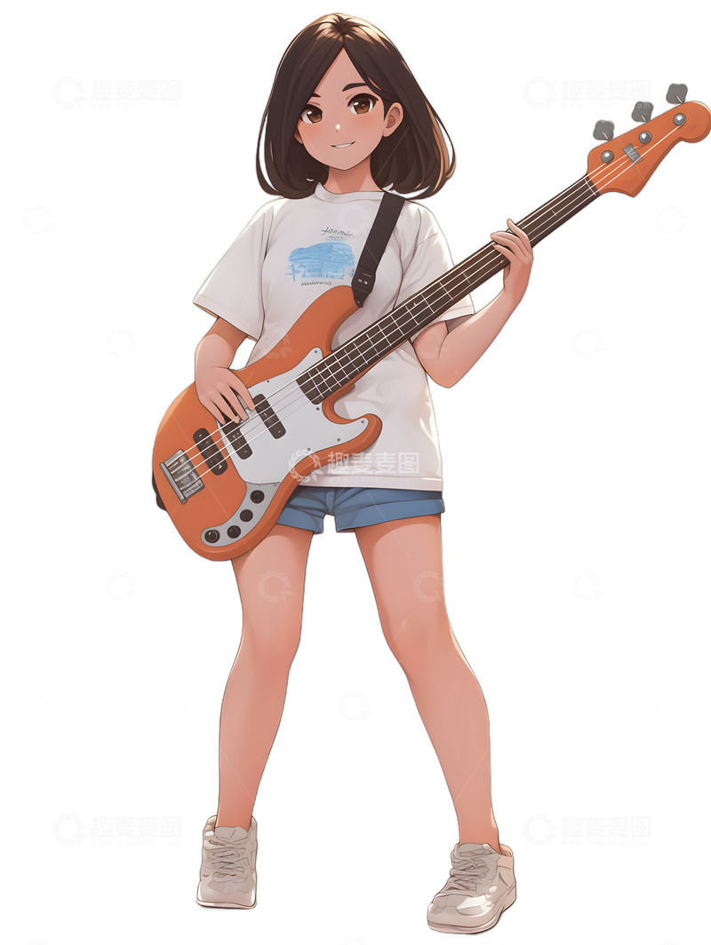高清大图下载【趣麦麦图】女孩弹吉他演奏