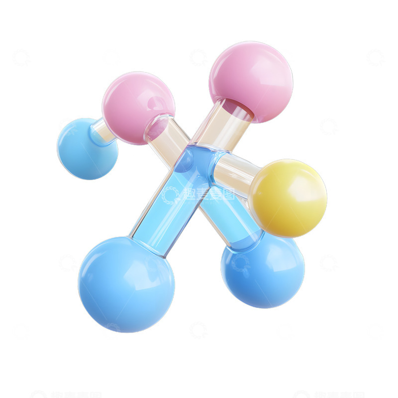高清大图下载【趣麦麦图】卡通化学分子玻璃模型