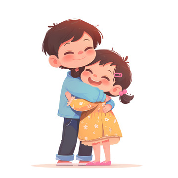 拥抱在一起的兄妹