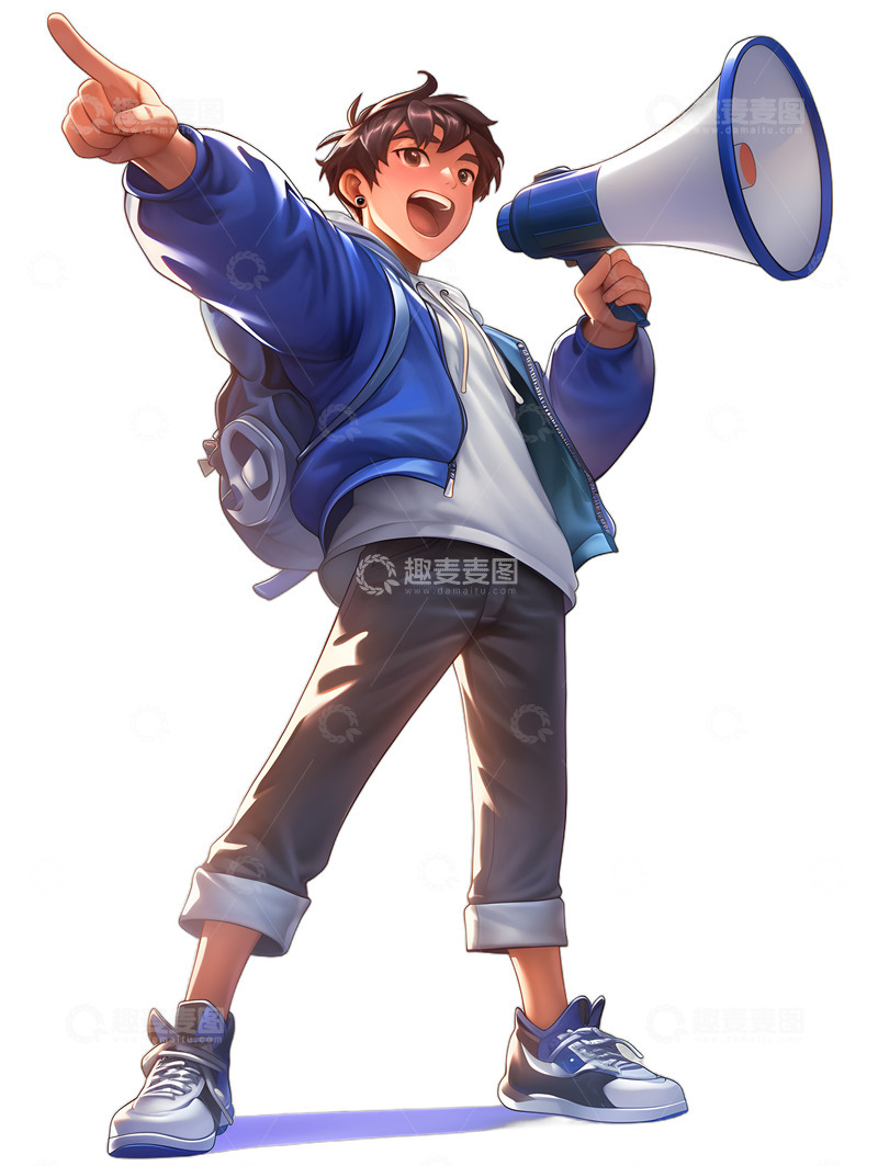 高清大图下载【趣麦麦图】拿着扩音器的男孩男生