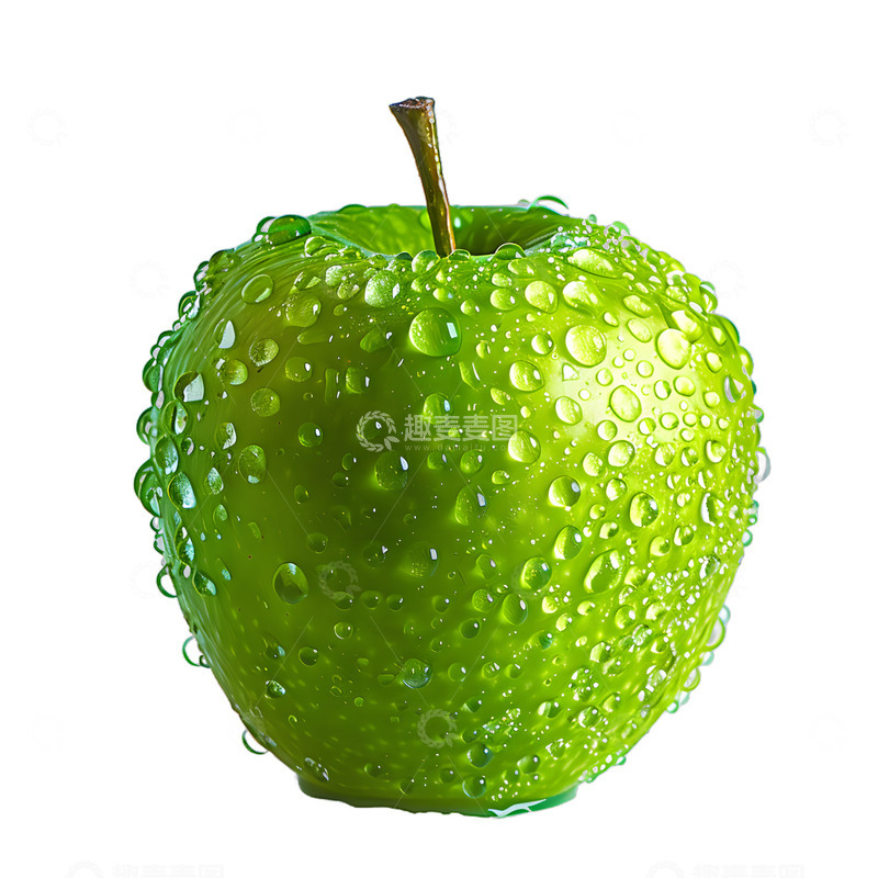 新鲜的青苹果水滴