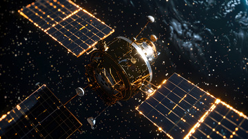 夜空中反射光芒的卫星壁纸