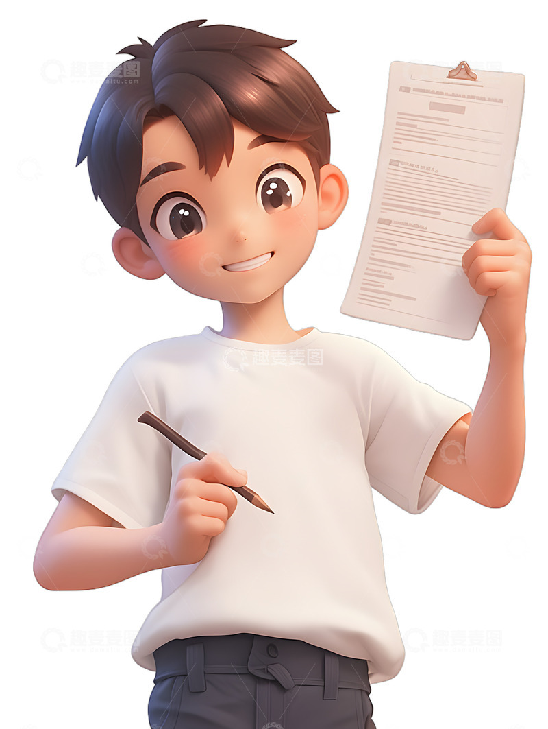 高清大图下载【趣麦麦图】小孩子拿着成绩单