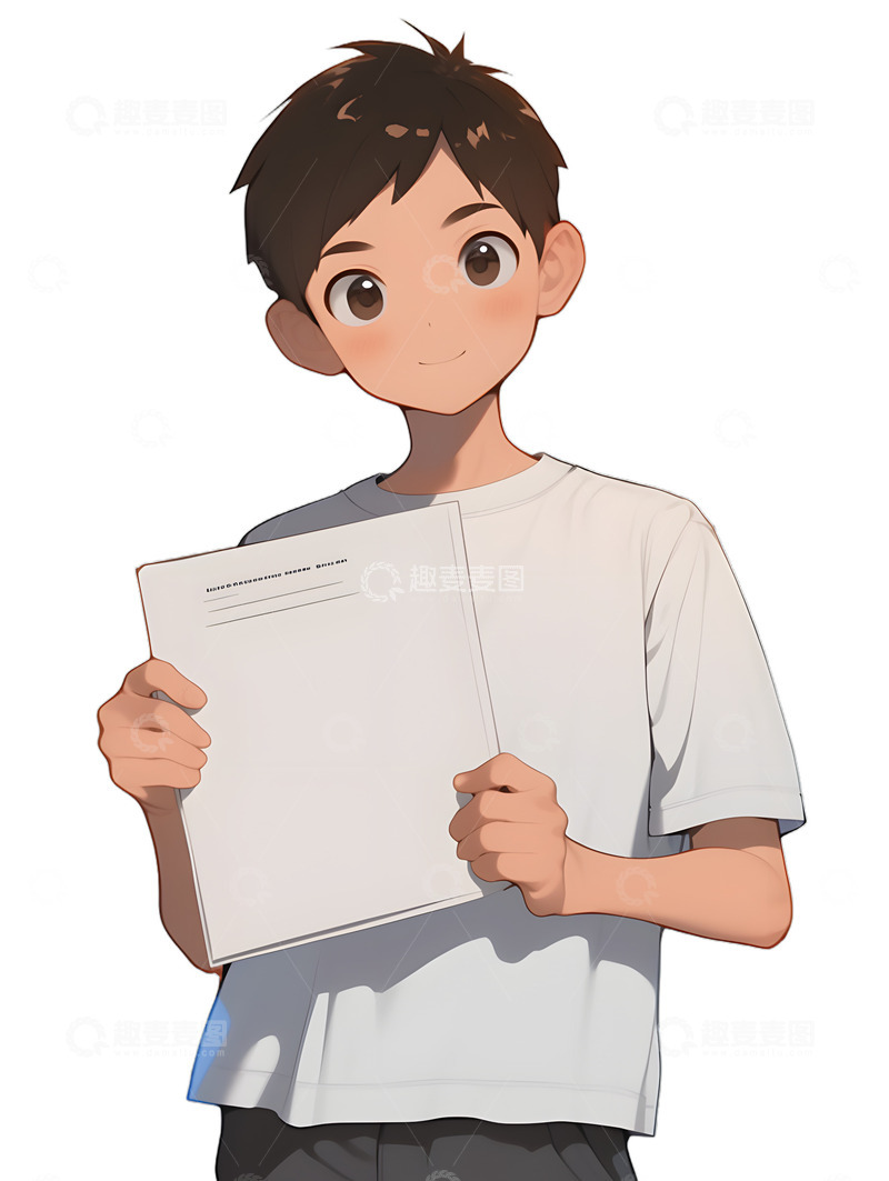 高清大图下载【趣麦麦图】学生拿着成绩单