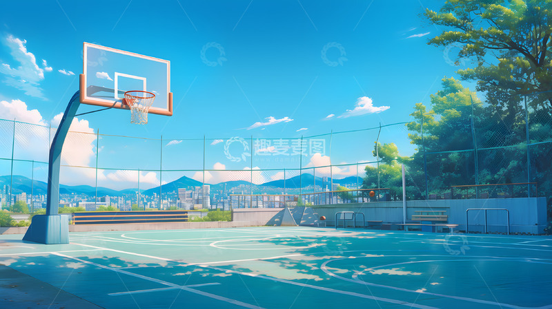 高清大图下载【趣麦麦图】-篮球场操场学校体育场
