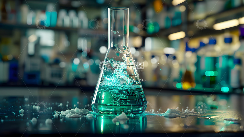 高清大图下载【趣麦麦图】实验室内化学烧瓶反应场景壁纸