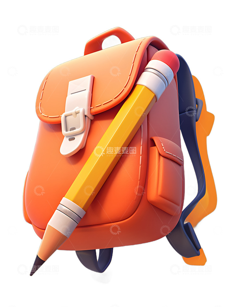 高清大图下载【趣麦麦图】书包学习铅笔