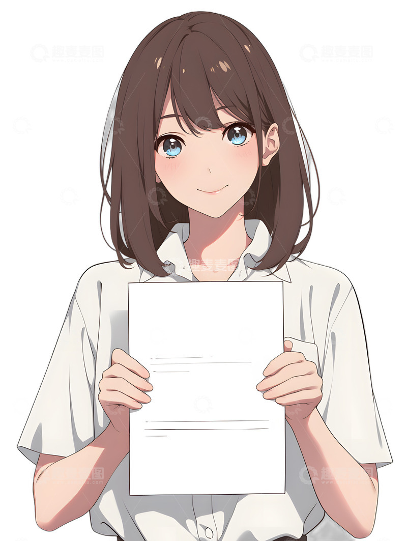高清大图下载【趣麦麦图】女孩子学生拿着成绩单