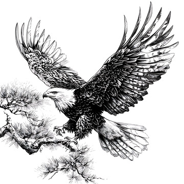 手绘老鹰绘画素描