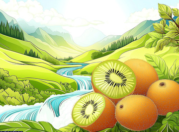 猕猴桃水果插画背景