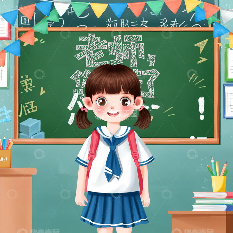高清大图下载【趣麦麦图】新学期海报背景