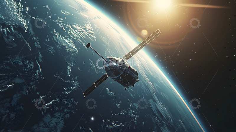 高清大图下载【趣麦麦图】地球上空飞行的卫星壁纸