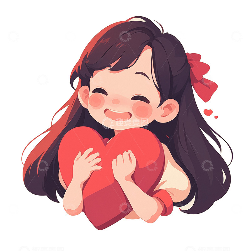 高清大图下载【趣麦麦图】爱心和女孩元素