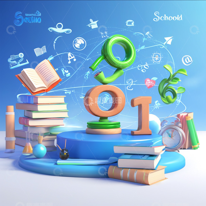 高清大图下载【趣麦麦图】学习海报书本新学期