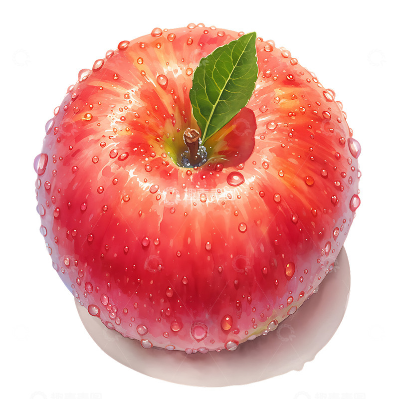 高清大图下载【趣麦麦图】水滴苹果水彩手绘