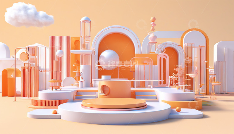 高清大图下载【趣麦麦图】三维空间电商场景模型