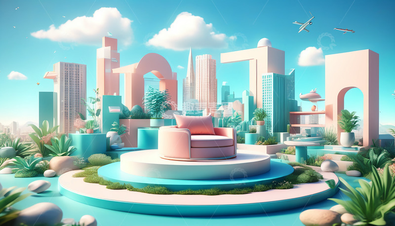 高清大图下载【趣麦麦图】C4D电商场景搭建模型素材