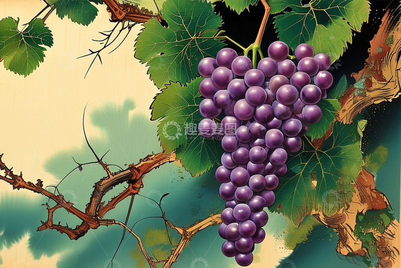 高清大图下载【趣麦麦图】新鲜葡萄采摘插图