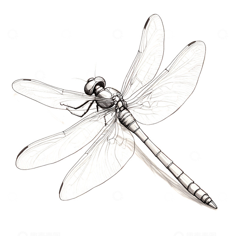 高清大图下载【趣麦麦图】手绘蜻蜓昆虫
