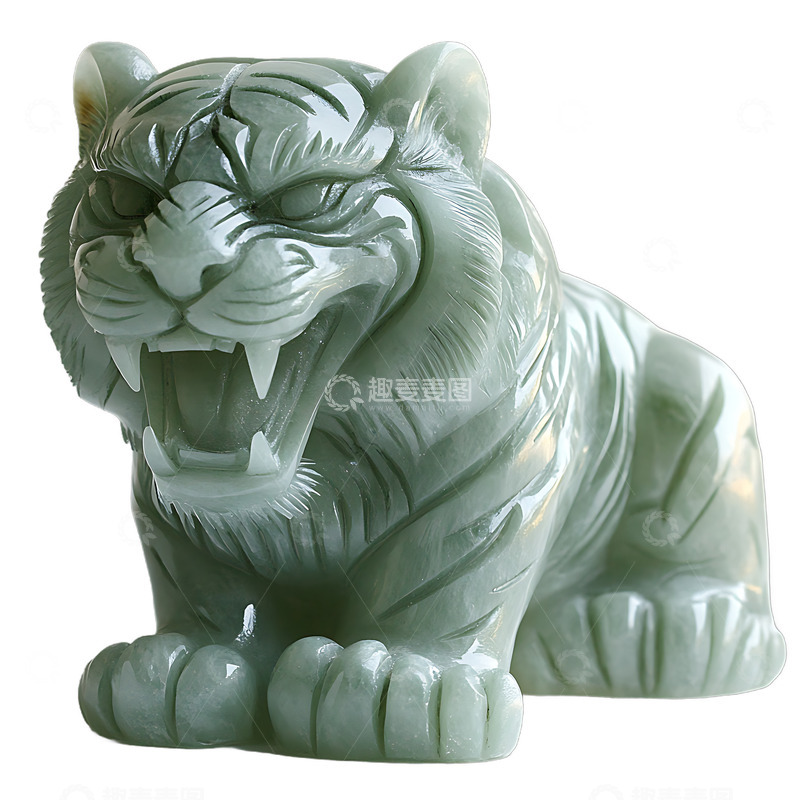 高清大图下载【趣麦麦图】玉雕老虎雕塑