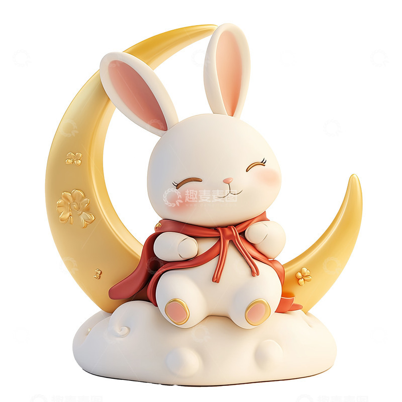 高清大图下载【趣麦麦图】3d中秋月亮兔子