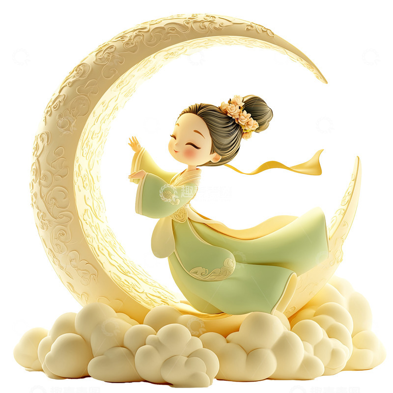 高清大图下载【趣麦麦图】3d嫦娥月亮中秋