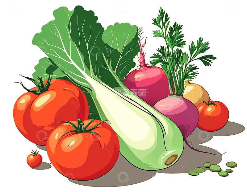 高清大图下载【趣麦麦图】新鲜蔬菜西红柿萝卜