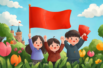 国庆节外出旅游卡通插画背景