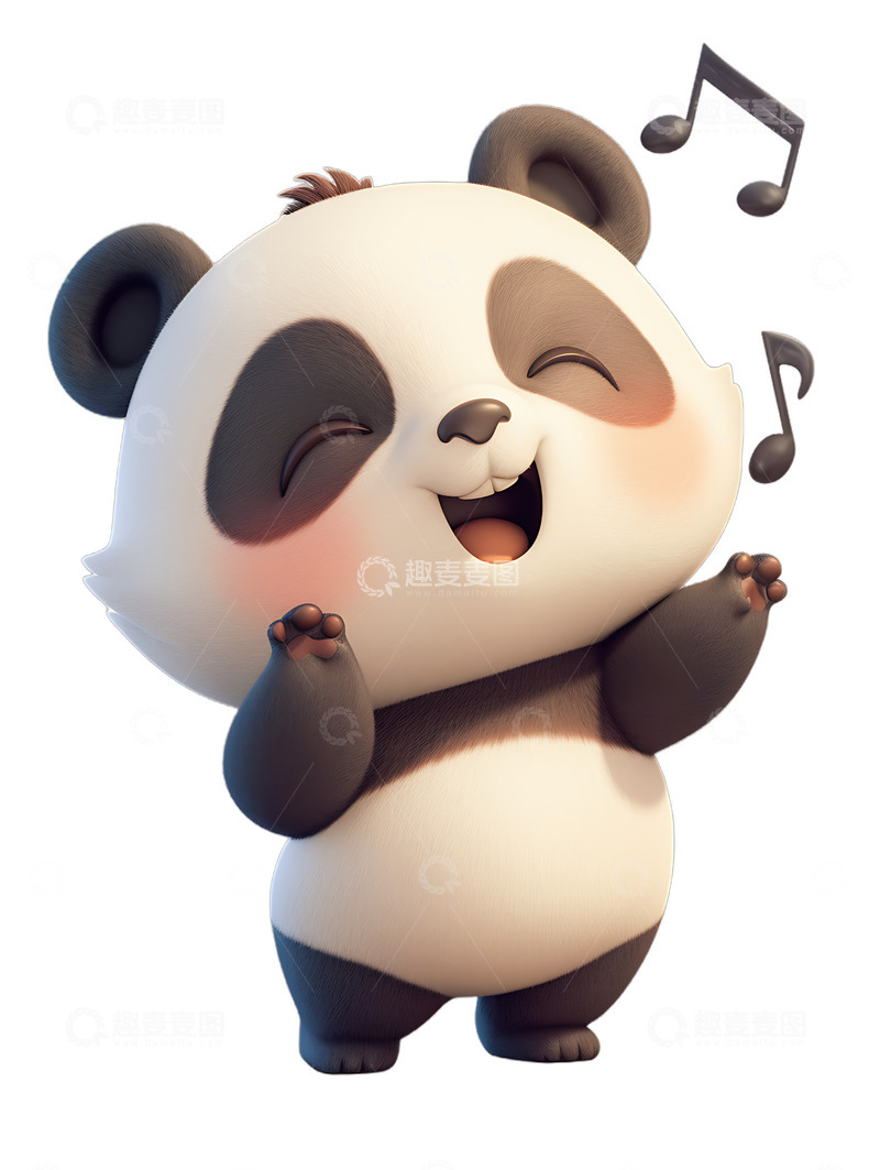 高清大图下载【趣麦麦图】熊猫唱歌演唱开心