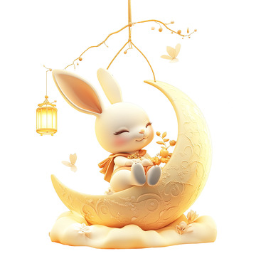 中秋月兔骑月灯笼