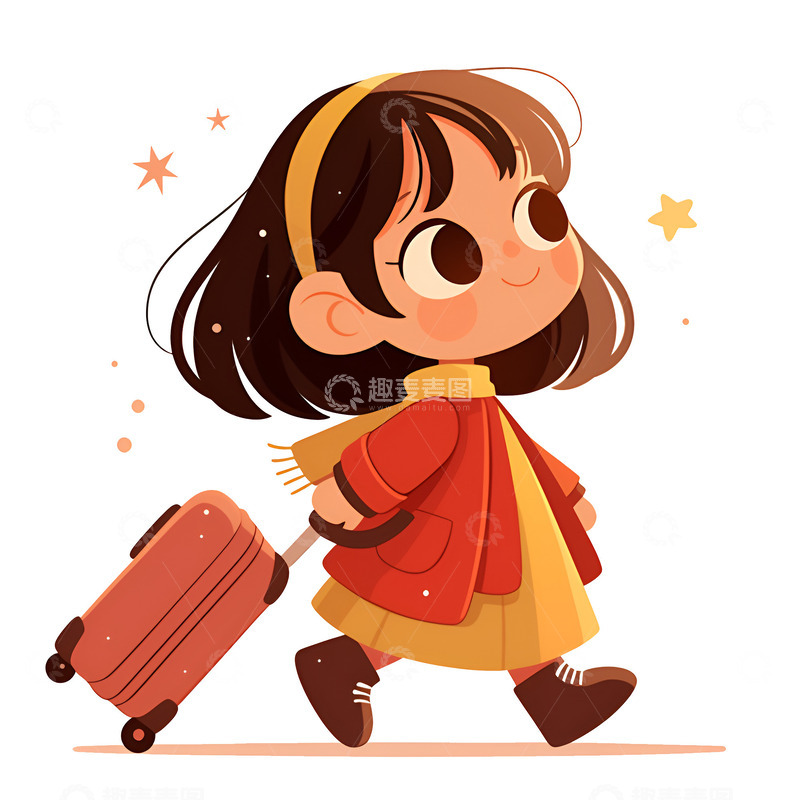高清大图下载【趣麦麦图】去旅行的小女孩