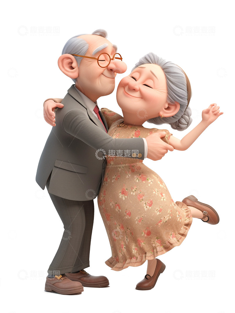 高清大图下载【趣麦麦图】重阳节人物素材老爷爷老奶奶跳舞