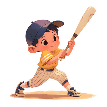 拿着棒球棒的小男孩