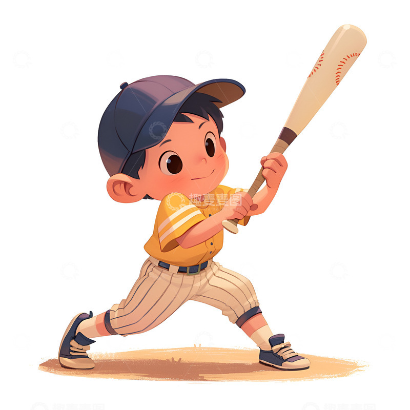 高清大图下载【趣麦麦图】拿着棒球棒的小男孩