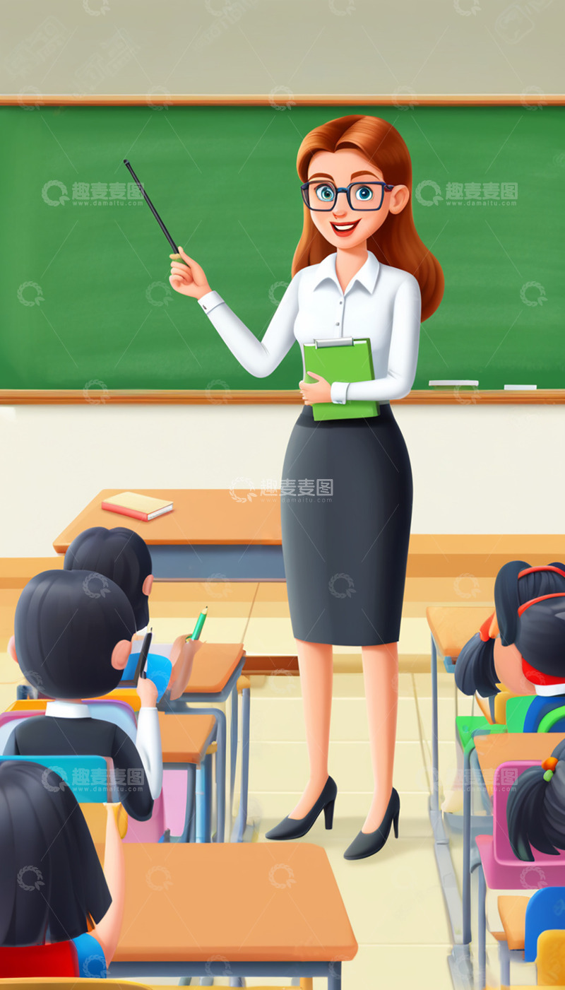 高清大图下载【趣麦麦图】教师节人物手绘场景