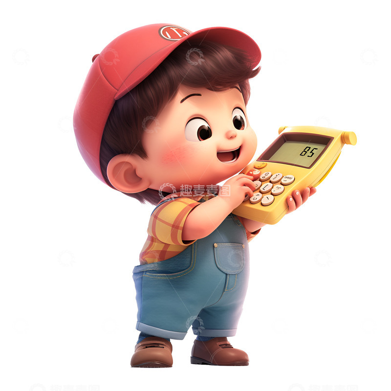 拿着计算器的小男孩