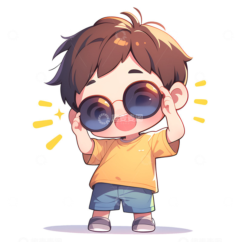 高清大图下载【趣麦麦图】带着墨镜的可爱小孩